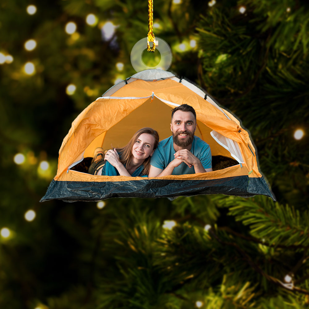 Personalized Acrylic Ornament - Gift For Campers - Camping Couple Photo AC