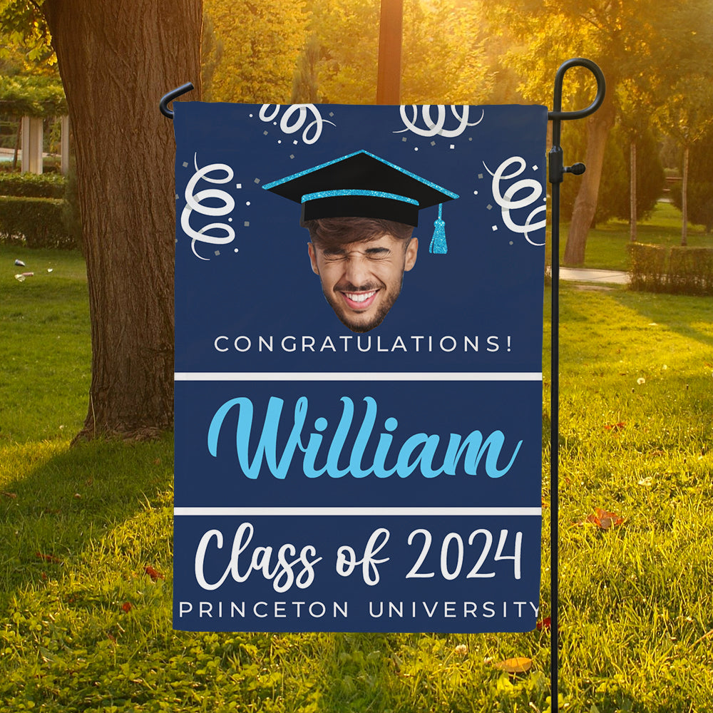 Personalized Class of 2024 Senior Face Photo Flag - Graduation Party Supply FC