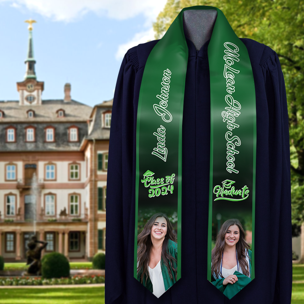 Personalized 2 Photos Mixed Colors Class of 2024 Photo Stoles/ Sash, Graduation Gift FC