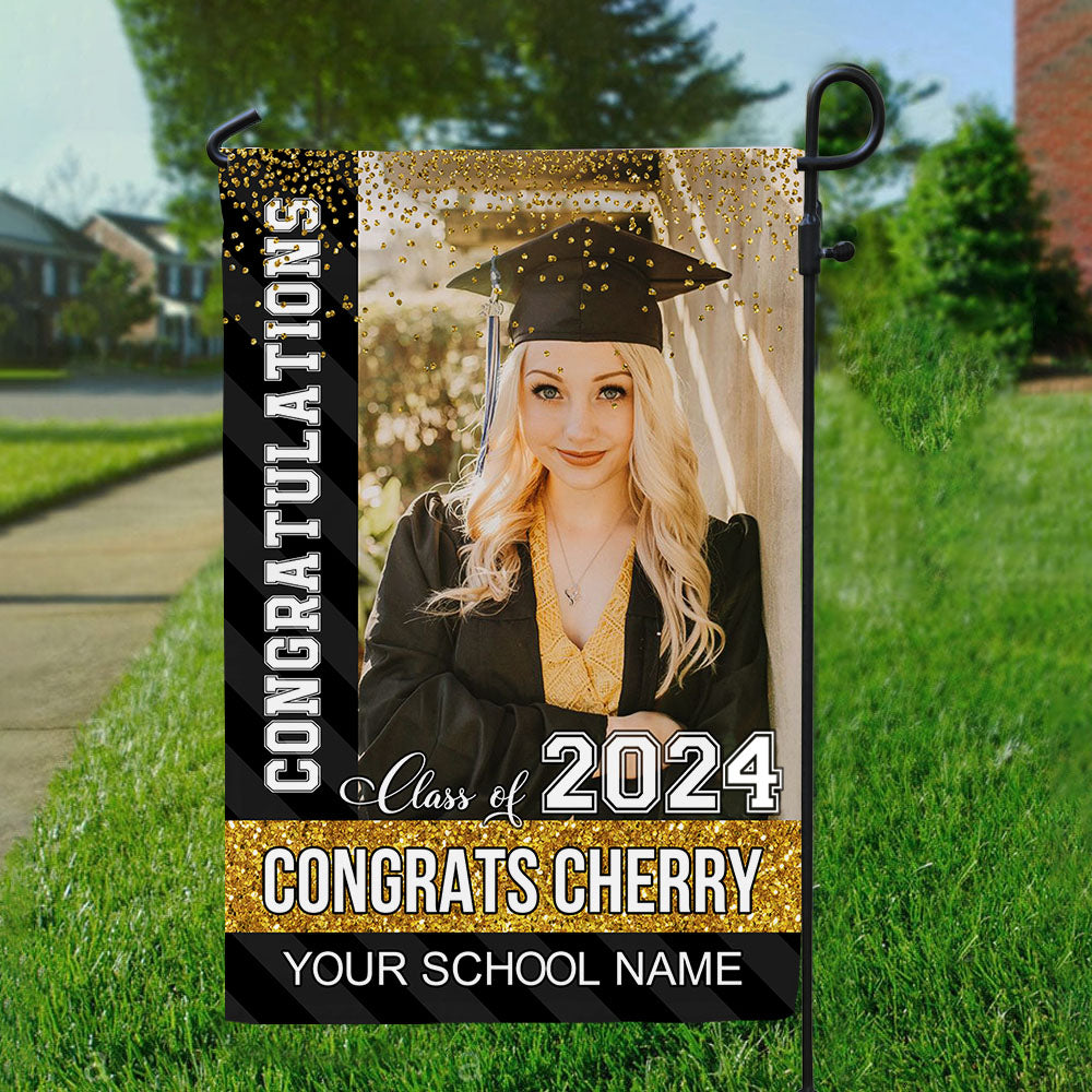 Personalized Congratulations Class of 2024 Garden Flag, Graduation Decoration Gift AD