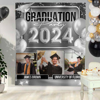 Thumbnail for Custom Graduation Neon Balloon Style Class Of 2024 Backdrop, Graduation Party Supply FC