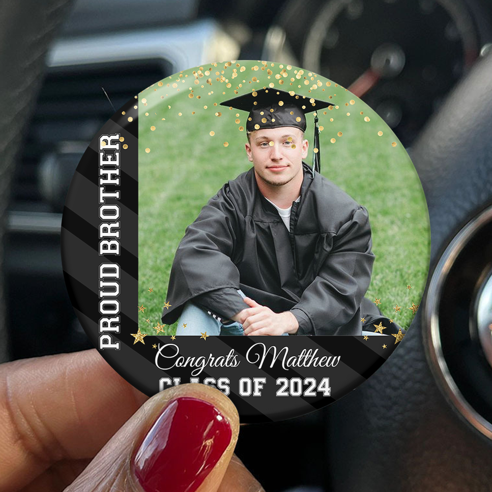 Custom Class Of 2024 Proud Mom Photo Graduation Badge Pin Button, Graduation Gift FC