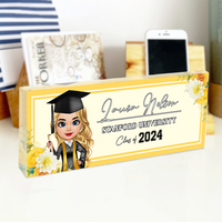 Thumbnail for Personalized Acrylic Name Plate For Desk - Gift For 2024 Senior - Proud Graduation Floral Keepsake Gift FC