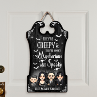 Thumbnail for Personalized Shaped Door Sign - Halloween Gift For Family - They're Creepy & They're Kooky AE