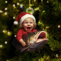 Thumbnail for Personalized Acrylic Ornament - Christmas Gift For Fisherman - Baby And His Fish Photo AC