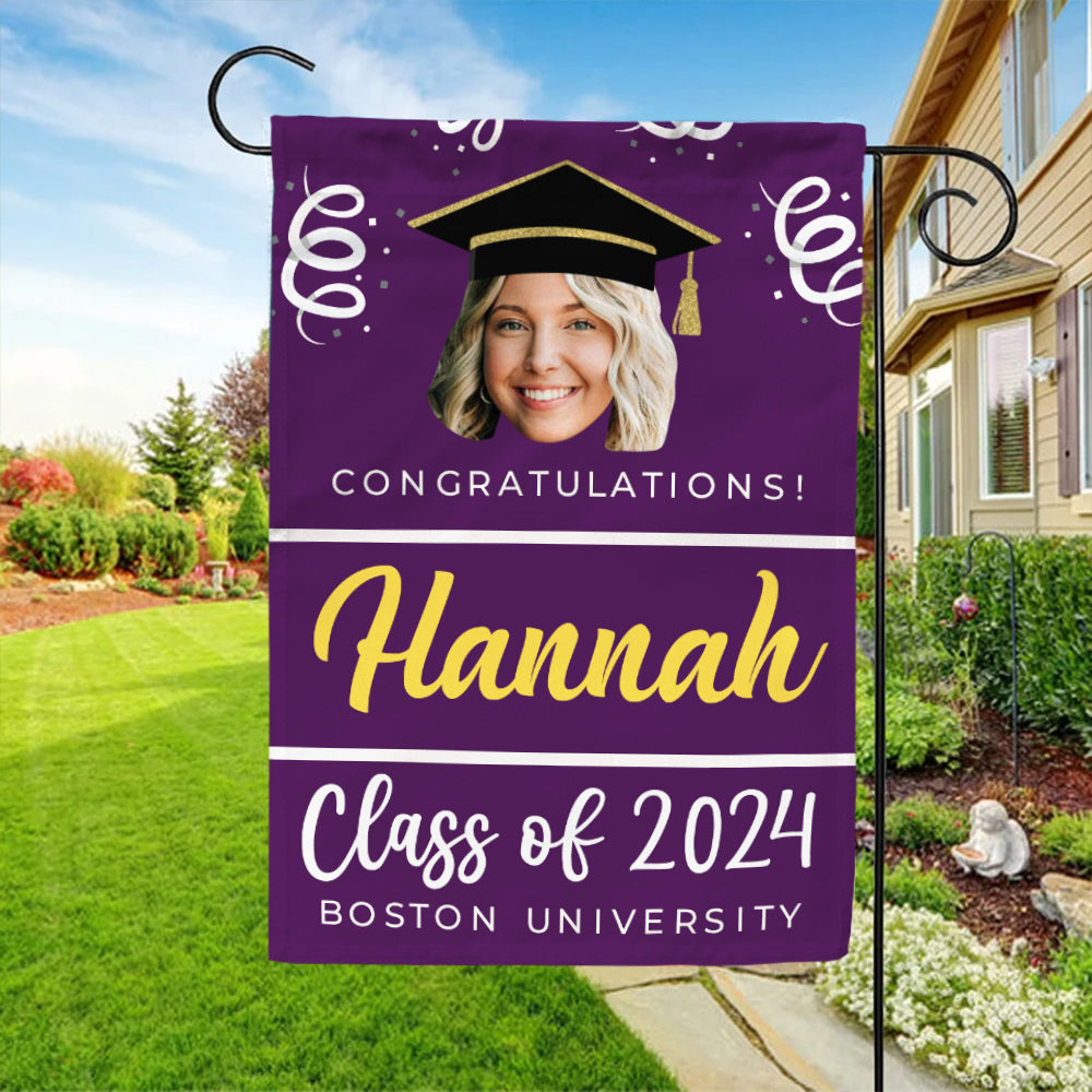 Personalized Class of 2024 Senior Face Photo Flag - Graduation Party Supply FC