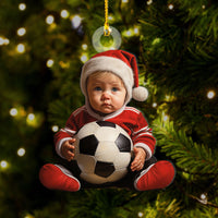 Thumbnail for Personalized Acrylic Ornament - Christmas Gift For Soccer Lovers - Baby Love Football Photo AC