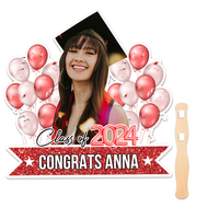 Thumbnail for Custom Colorful Balloons Class Of 2024 Face Fans With Wooden Handle, Gift For Graduation Party FC