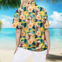Thumbnail for Personalized Enjoy The Summer Together Floral Palm Leaves Dog Cat Photo Hawaiian Shirt For Pet Mom AI
