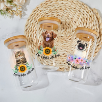 Thumbnail for Personalized Dog Photo Life is Better With Dogs Cats Glass Bottle/Frosted Bottle With Lid & Straw, Best Gift For Dog Cat Lovers AF
