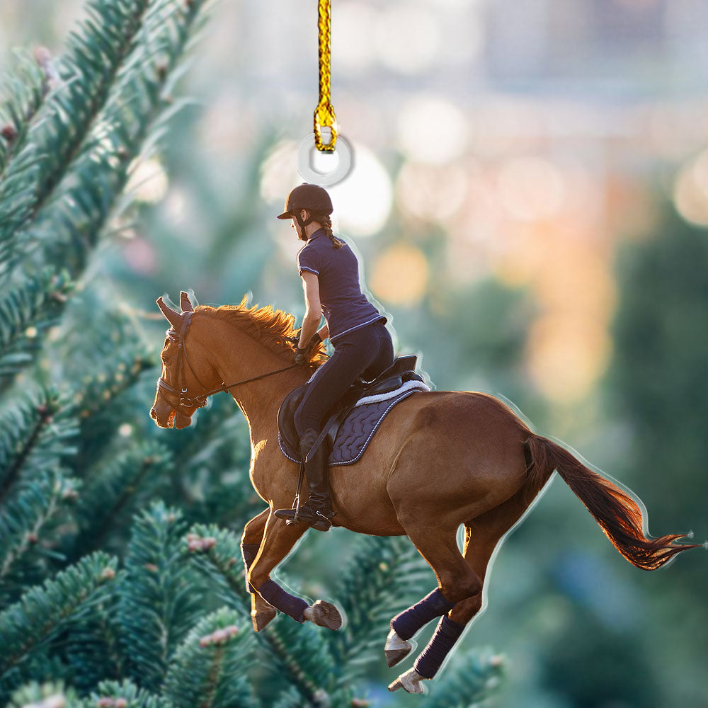 Personalized Acrylic Ornament - Gift For Family - A Girl With Her Horse Photo AC