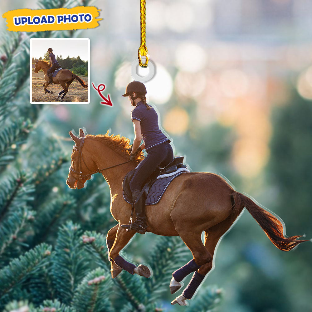 Personalized Acrylic Ornament - Gift For Family - A Girl With Her Horse Photo AC