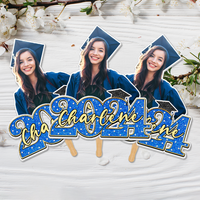 Thumbnail for Personalized Face Fans With Wooden Handle - Graduation Keepsake Gift - Colorful Glitter Senior Photo Class Of 2024 FC