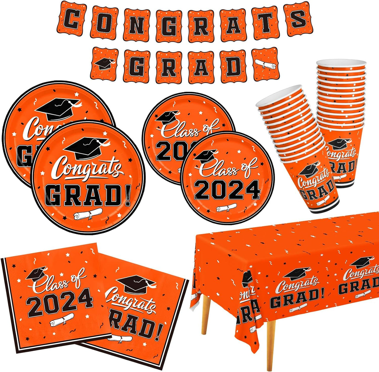 2024 Graduation Party Supplies Multicolor Graduation Party Dinnerware Set FC