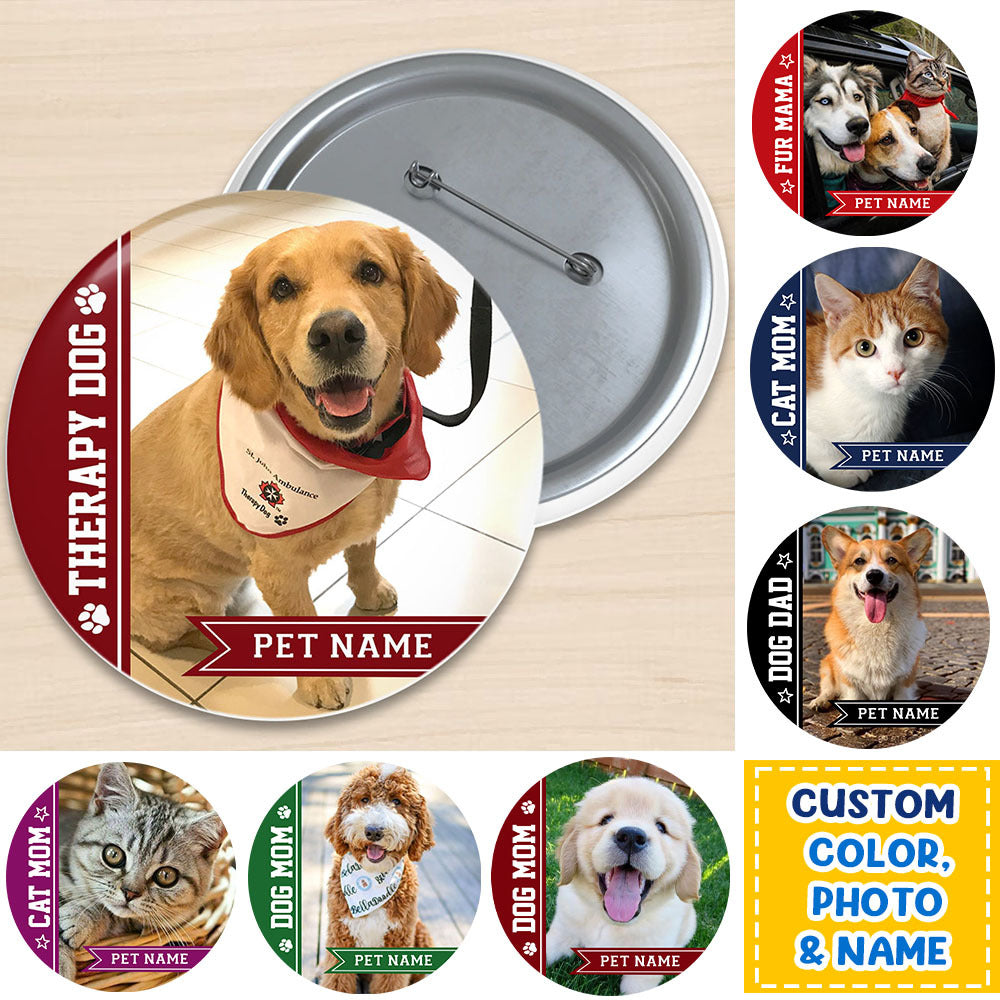 Personalized Dog Mom Dog Dad Button Badge, Pet Lovers Gift JonxiFon