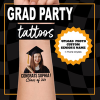 Thumbnail for Personalized Graduation Party Face Photo Temporary Tattoos, Graduation Party Supplies 2024 FC