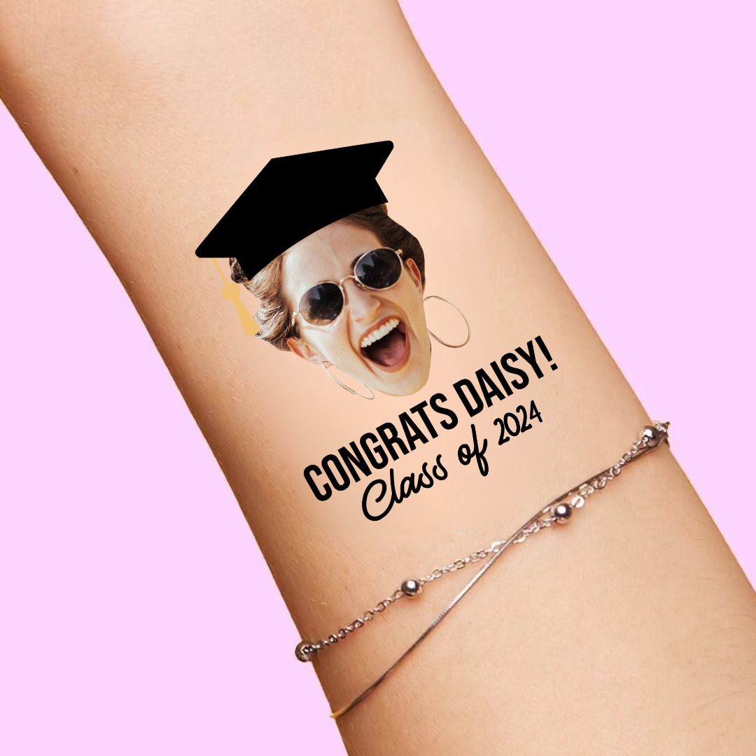 Personalized Graduation Party Face Photo Temporary Tattoos, Graduation Party Supplies 2024 FC