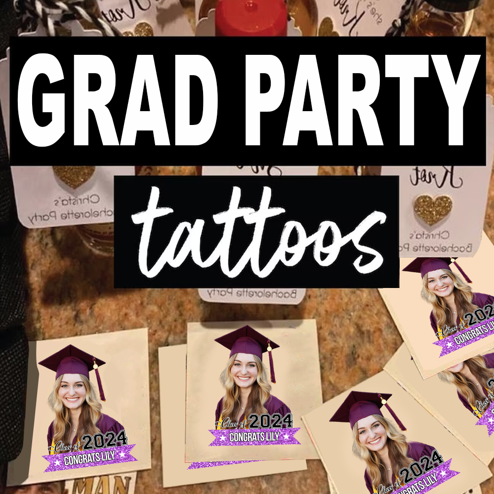 Personalized Congrats Class of 2024 Glitter Graduation Party Tattoos, Graduation Party Supply FC