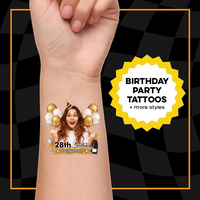 Thumbnail for Personalized Happy Birthday Photo Glitter Party Tattoos, B-day Party Supply JonxiFon