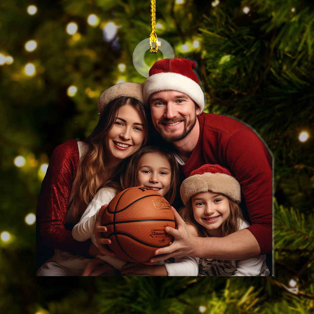 Personalized Acrylic Ornament - Gift For Basketball Lovers - Basketball Family Photo AC