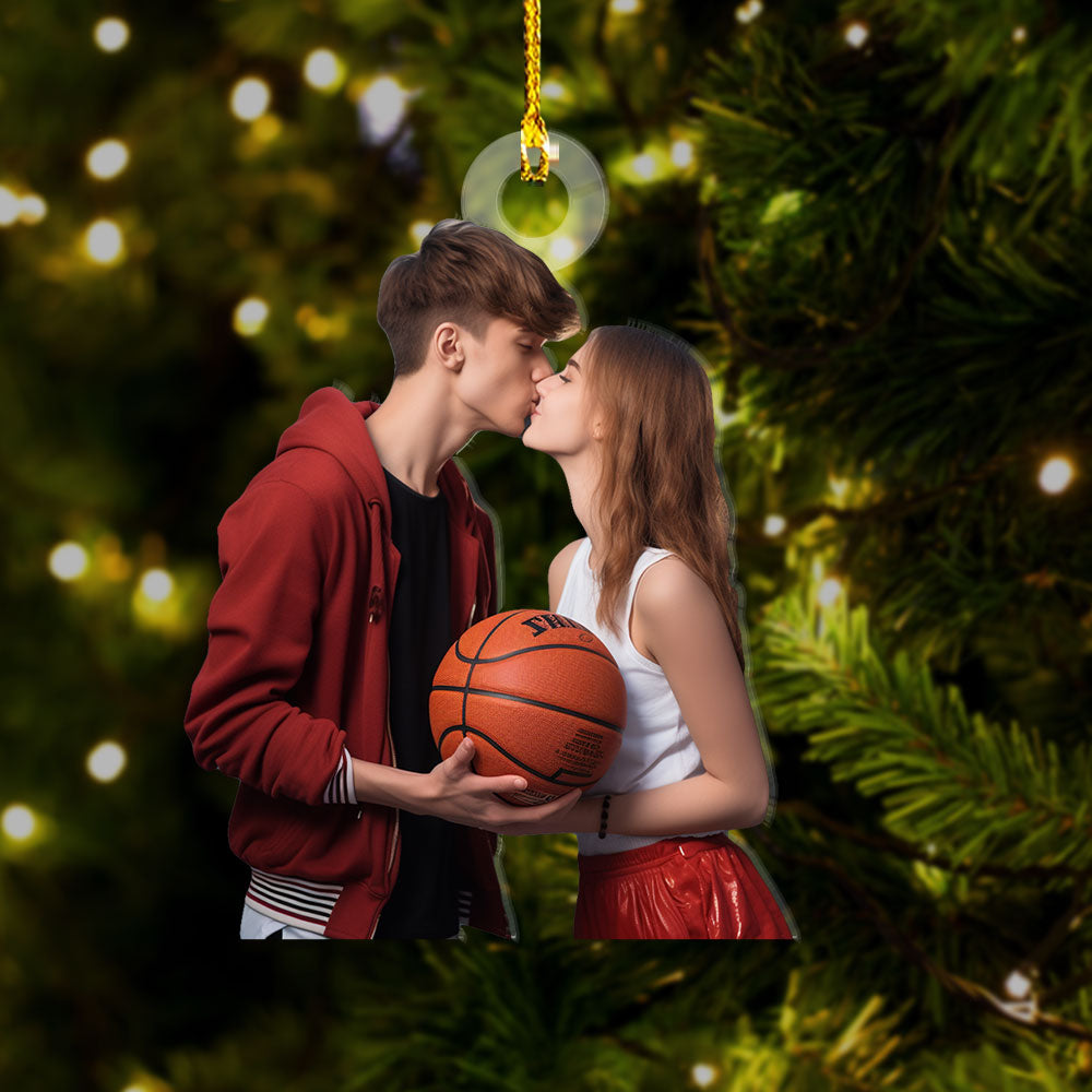 Personalized Acrylic Ornament - Gift For Basketball Lovers - Basketball Couple Photo AC