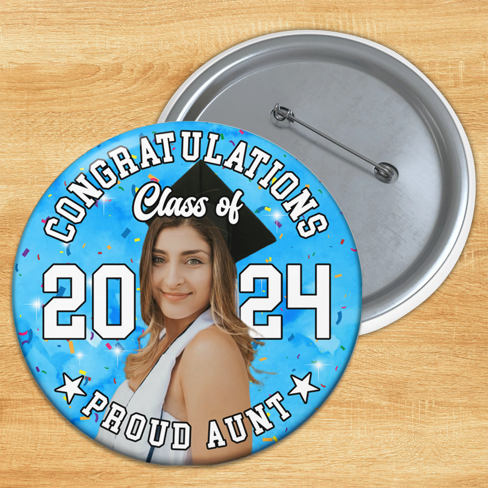 Personalized Proud Family Senior 2024 Photo Pin Button Badge, Graduation Gift FC