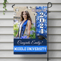 Thumbnail for Personalized Graduation Flag- Gift For Graduate- Photo Class Of 2024 Colorful Disco Style FC