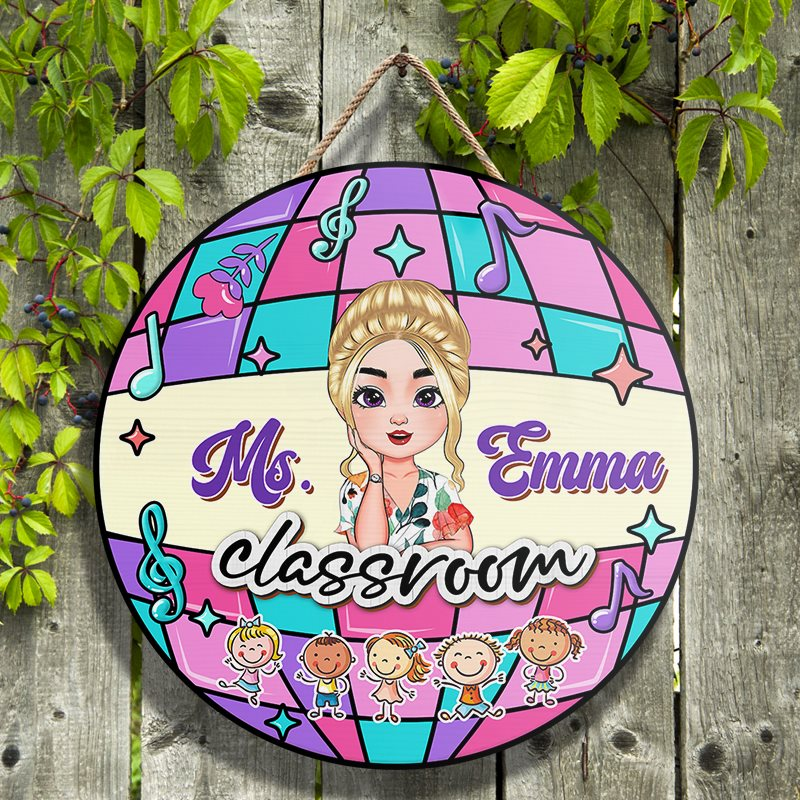 Personalized Teacher Welcome Disco Classroom Door Sign, Gift For Teacher AE