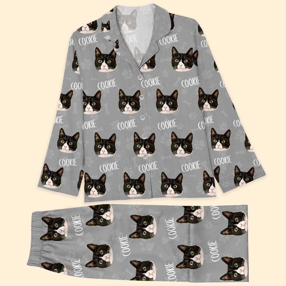 Personalized Pajamas Set - Gift For Pet Lover - Christmas Paw Print Pet Photo Sleepwear AB