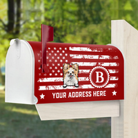 Thumbnail for Personalized Dog Cat 4th July Black & White American Flag Mailbox Cover, Gift For Dog Cat Lovers AF