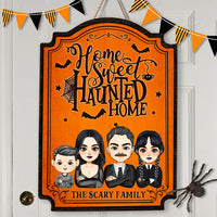 Thumbnail for Personalized Shaped Door Sign - Halloween Gift For Family - Home Sweet Haunted Home AE
