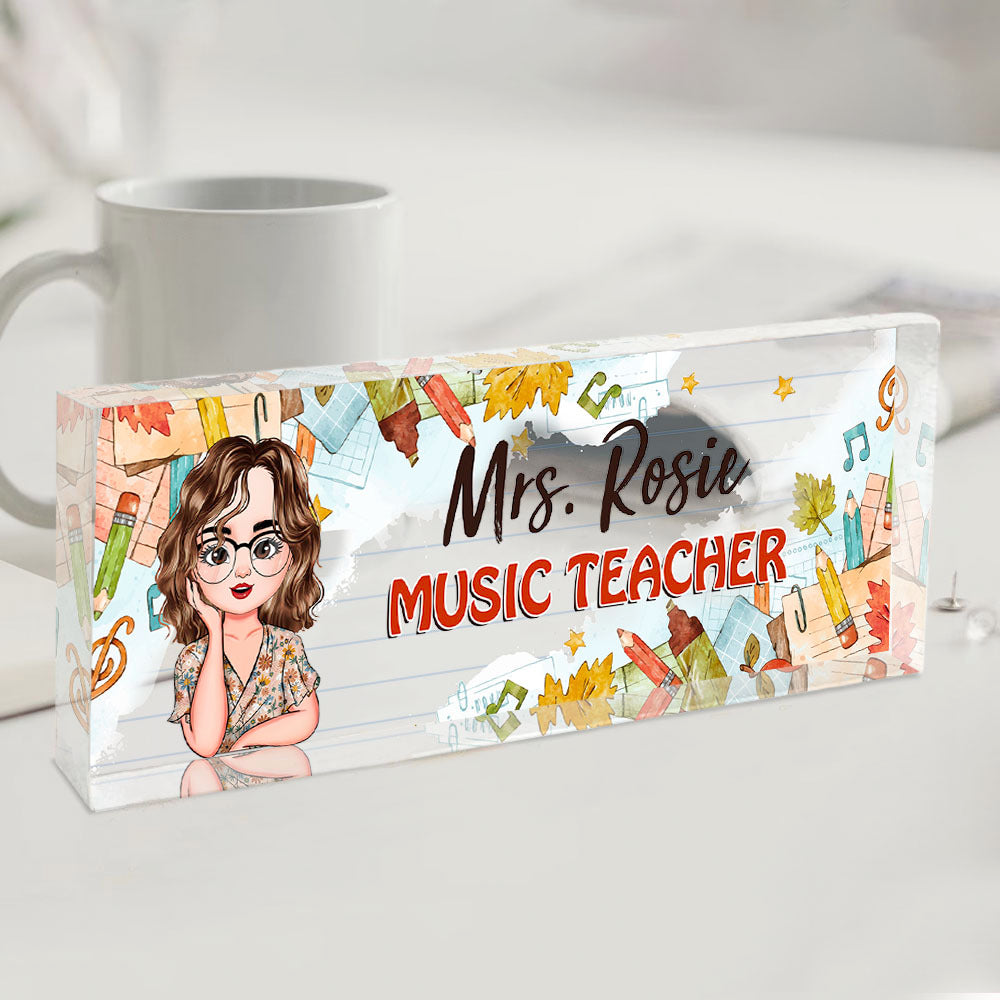 Custom Happy Teacher Name Acrylic Desk Name Plate, Gift For Teacher AI