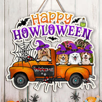 Thumbnail for Personalized Shaped Doorsign- Gift For Dog Lovers- Happy Howloween Witched Dogs AE