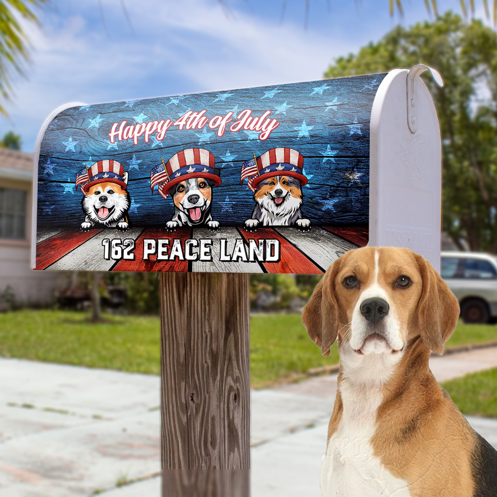 Personalized Patriotic Welcome to our home Dog cat Mailbox Decal, Gift for Dog Lover AF