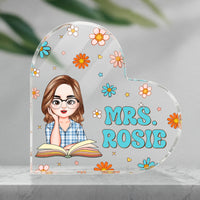 Thumbnail for Custom Name With Flowers Retro Magic Heart Shaped Acrylic Plaque, Gift For Her AA