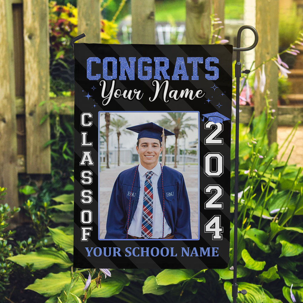 Personalized Photo Best Gift Idea Graduation Garden Flag, Class of 2024 Senior Gift AD