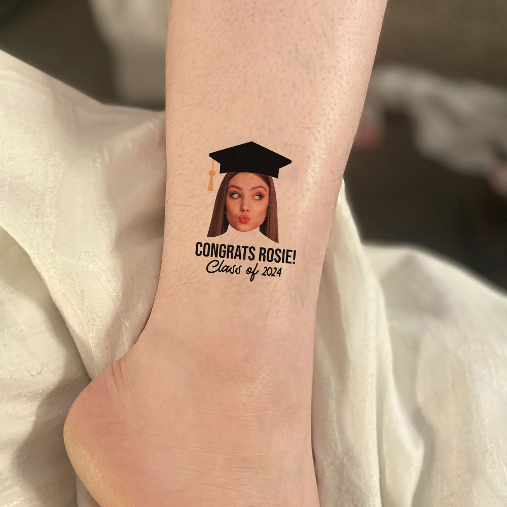 Personalized Graduation Party Face Photo Temporary Tattoos, Graduation Party Supplies 2024