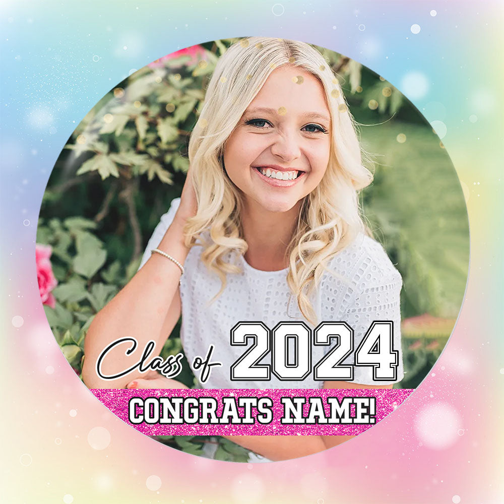 Personalized Congrats Class Of 2024 Photo Graduation Party Button Badge, Party Supply