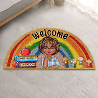 Thumbnail for Custom Welcome Teacher Rainbow Shaped Doormat, Gift For Teacher AB