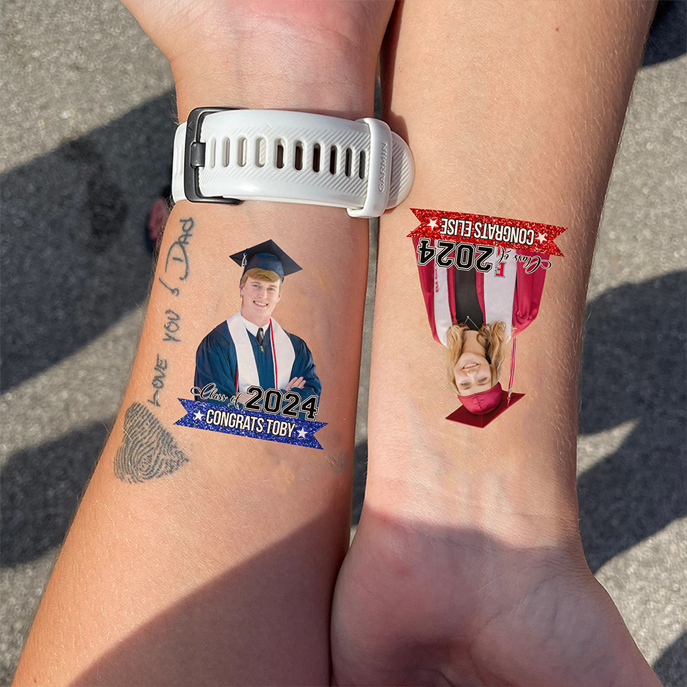 Personalized Congrats Class of 2024 Glitter Graduation Party Tattoos, Graduation Party Supply FC