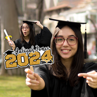 Thumbnail for Custom Glitter 2024 Photo Graduation Face Fans With Wooden Handle, Gift For Graduation Party FC
