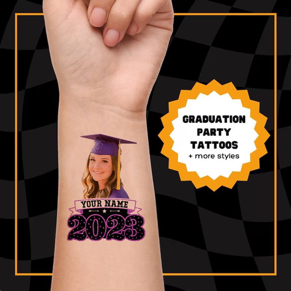 Custom Face Photo Graduation 2023 Glitter Graduation Party Tattoos, Graduation Decorations JonxiFon