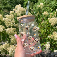 Thumbnail for Custom Photo Face Glass Bottle/Frosted Bottle With Lid & Straw, Pet Lover Gift AF