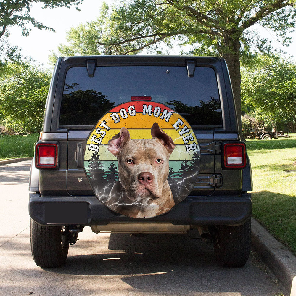 Personalized Photo Best Dog Dad Dog Mom Ever Retro Spare Tire Cover, Gift For Pet Lovers JonxiFon