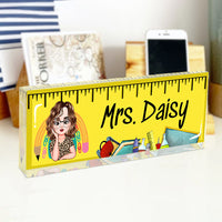 Thumbnail for Custom Teacher Name Ruler Acrylic Desk Name Plate, Gift For Teacher AI