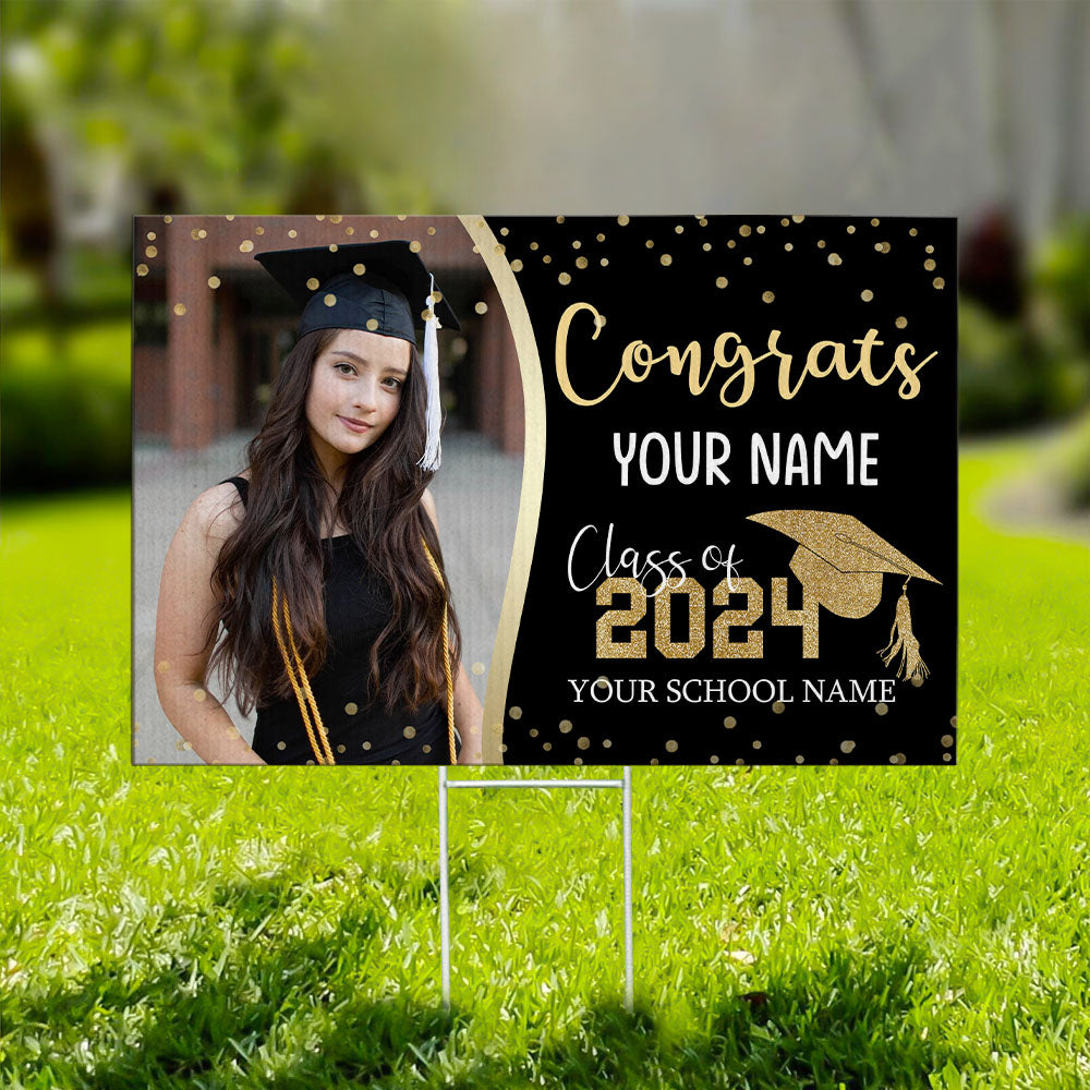Custom Congrats Graduation Photo Lawn Sign With Stake, Graduation Decorations AN