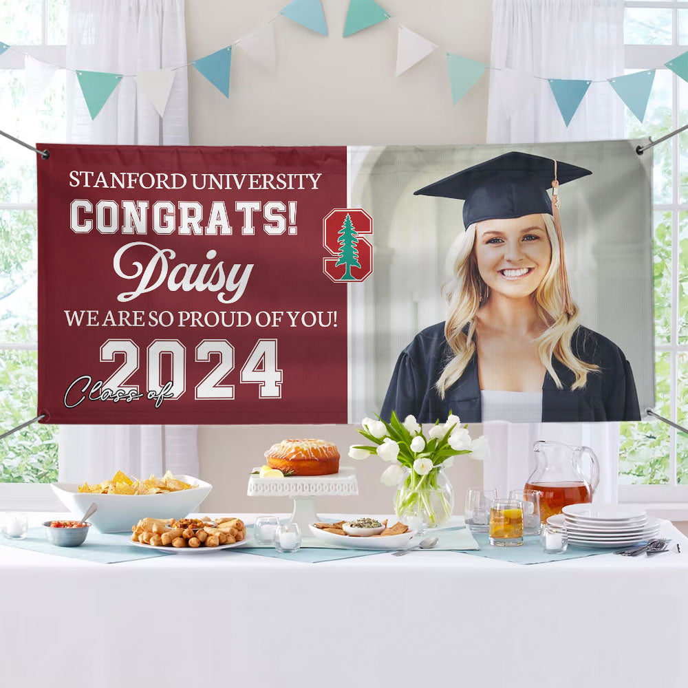 Graduation Banner with School Logo: Custom Congrats Class Of 2024