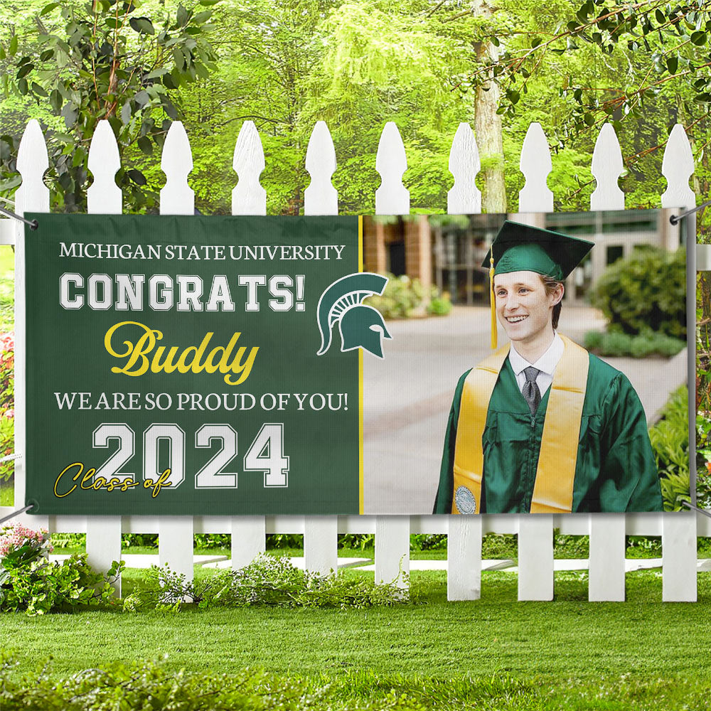 Graduation Banner with School Logo: Custom Congrats Class Of 2024