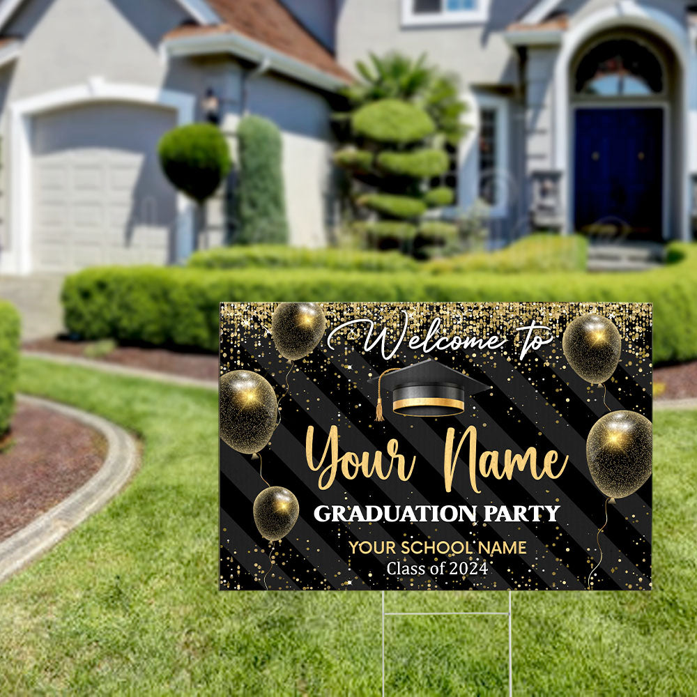Custom Welcome To Graduation Party Graduation Lawn Sign, Graduation Decorations