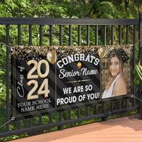 Thumbnail for Personalized Congrats 2024 Senior Photo Multicolor Glitter Balloon Banner, Graduation Decoration Gift